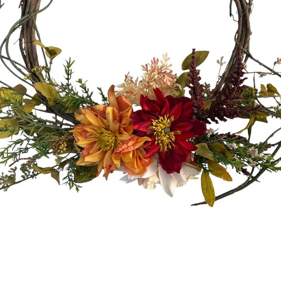 Rustic Fall Floral Grapevine Wreath Autumn Home Décor 17" - Picture 3 of 4